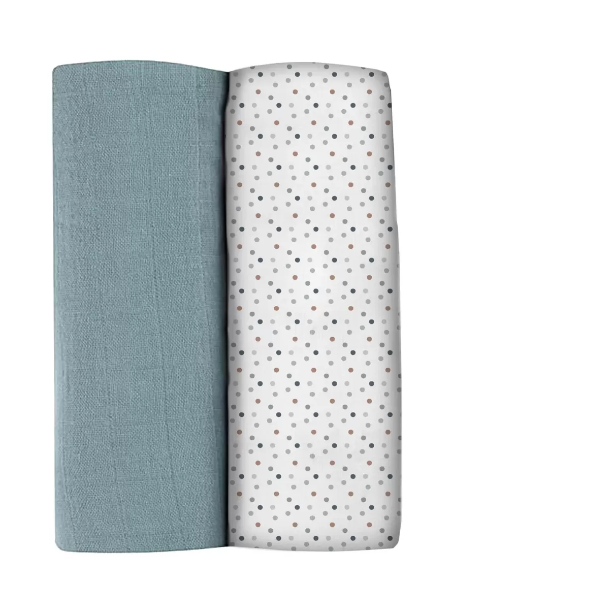 BÉABA Emmaillotage*Lot De 2 Langes Xxl En Coton Baltic Blue/Points