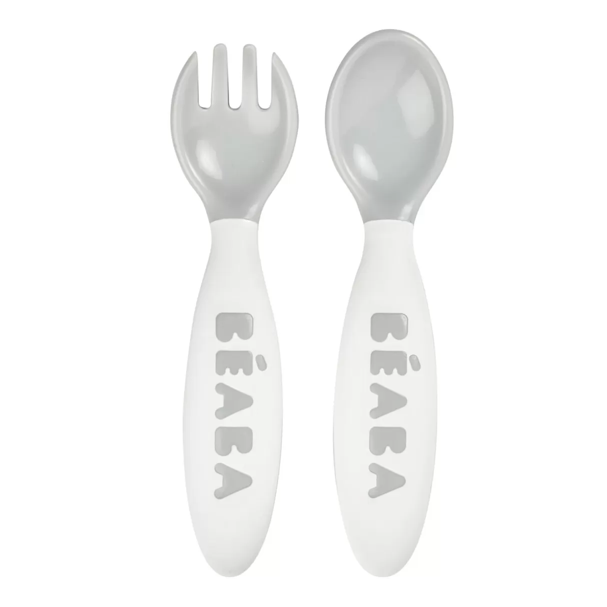 BÉABA Couverts, Vaisselle Et Bavoirs*Set 2 Couverts Ergonomiques 2Eme Age Grey